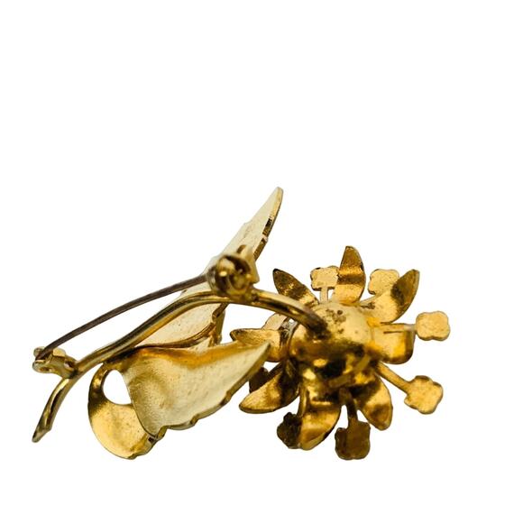 Vintage Damascene Flower Brooch - Picture 6 of 9